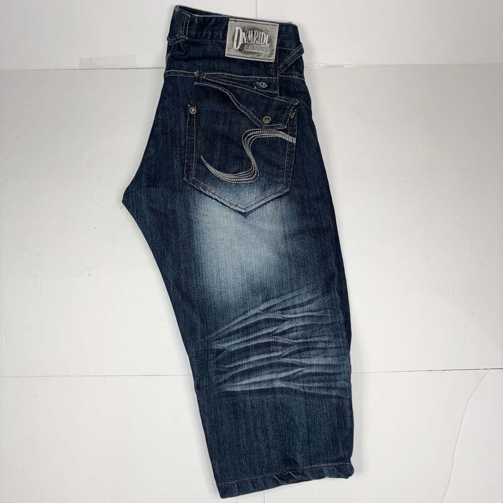 Dnmridl Jeans Men's Y2K Embroidered Pocket Denim Shorts Size 38